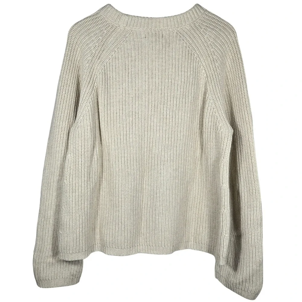 Quince Womens Fisherman Crew Sweater Speckled Beige 100% Organic Cotton XL NEW